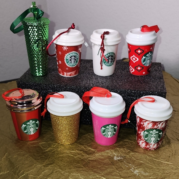 Starbucks Christmas Mini Ceramic Holiday Hanging  Cups Ornaments - Picture 2 of 11